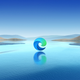 A photo of the Microsoft Edge icon against a scenic backdrop